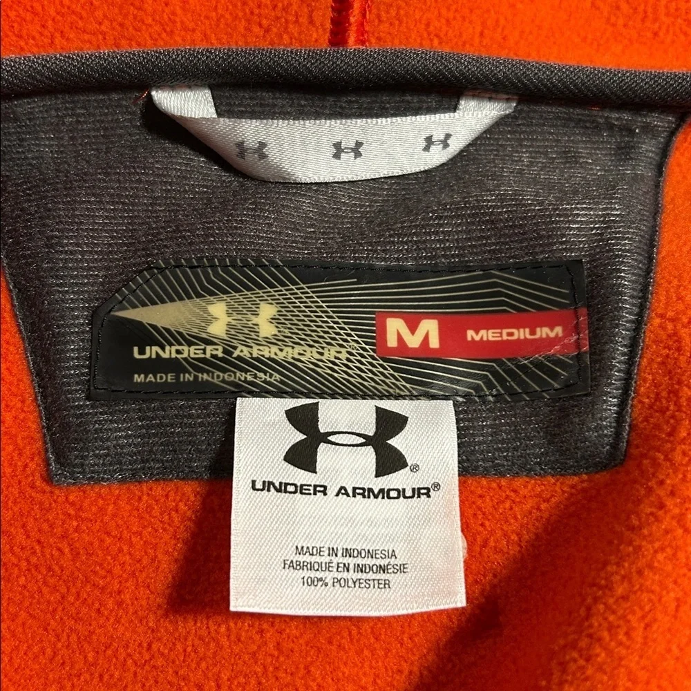 Under Armour Storm Vibrant Orange Zip-Up Jacket With Hood and Pockets Size M